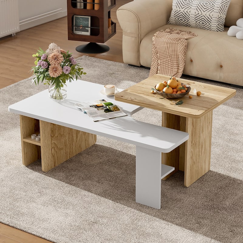 Set of 2 Nesting Coffee Tables, Farmhouse Style