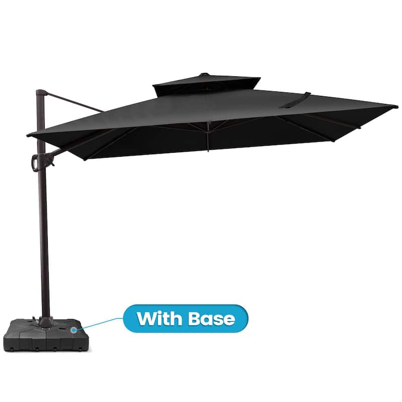 10.5ft Patio Outdoor Double Top Cantilever Offset Umbrella w/base