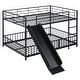 preview thumbnail 9 of 18, Black Full over Full Size Metal Bunk Bed with Slide & Guardrails