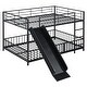 preview thumbnail 9 of 38, Unique Metal Full over Full Bunk Bed with Slide and Guardrails,Kids Bed Design