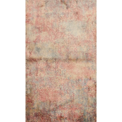 Hand Knotted Oriental Viscose Silk Carpet Modern Abstract Oranges & Rust Abstract Area Rug - 4' 10'' X 3' 0''