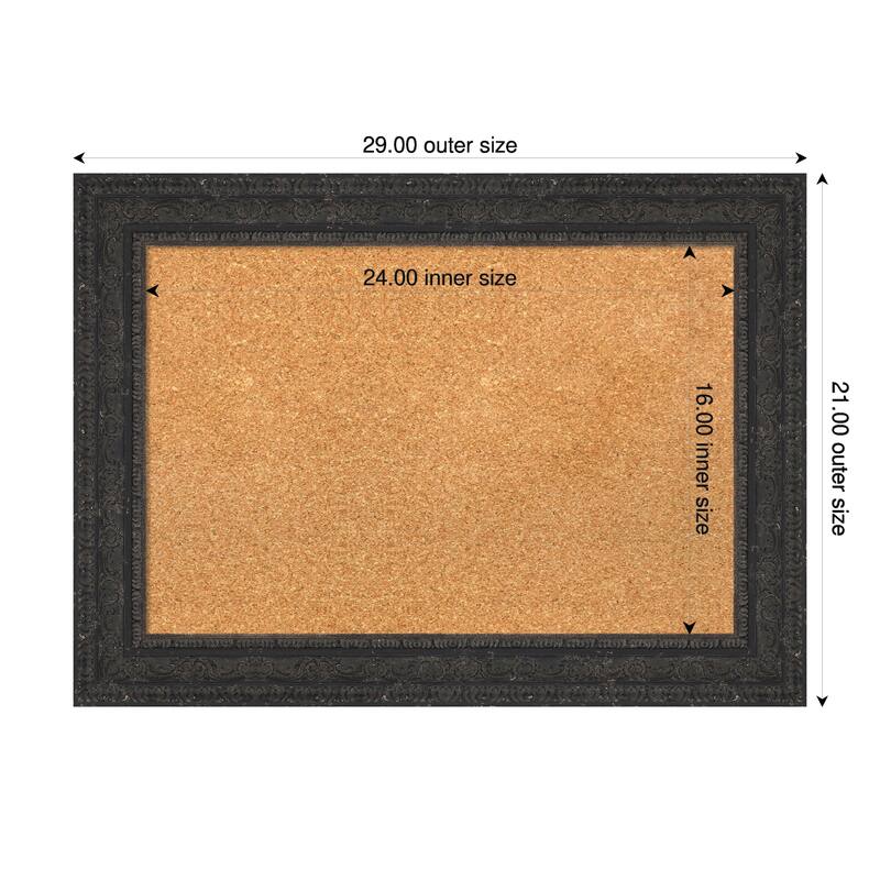 Attic Aged Black Wood Framed Cork Board - Bulletin Board, Organization Board, Pin Board - Natural - 29 x 21 in