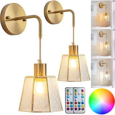 Set of 2 bedroom light transparent wall light metal bedside light