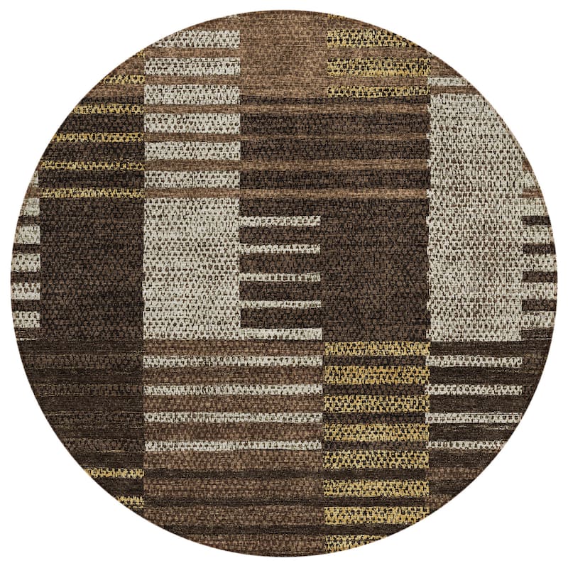 HomeRoots Striped Modern Rectangle Outdoor Rug
