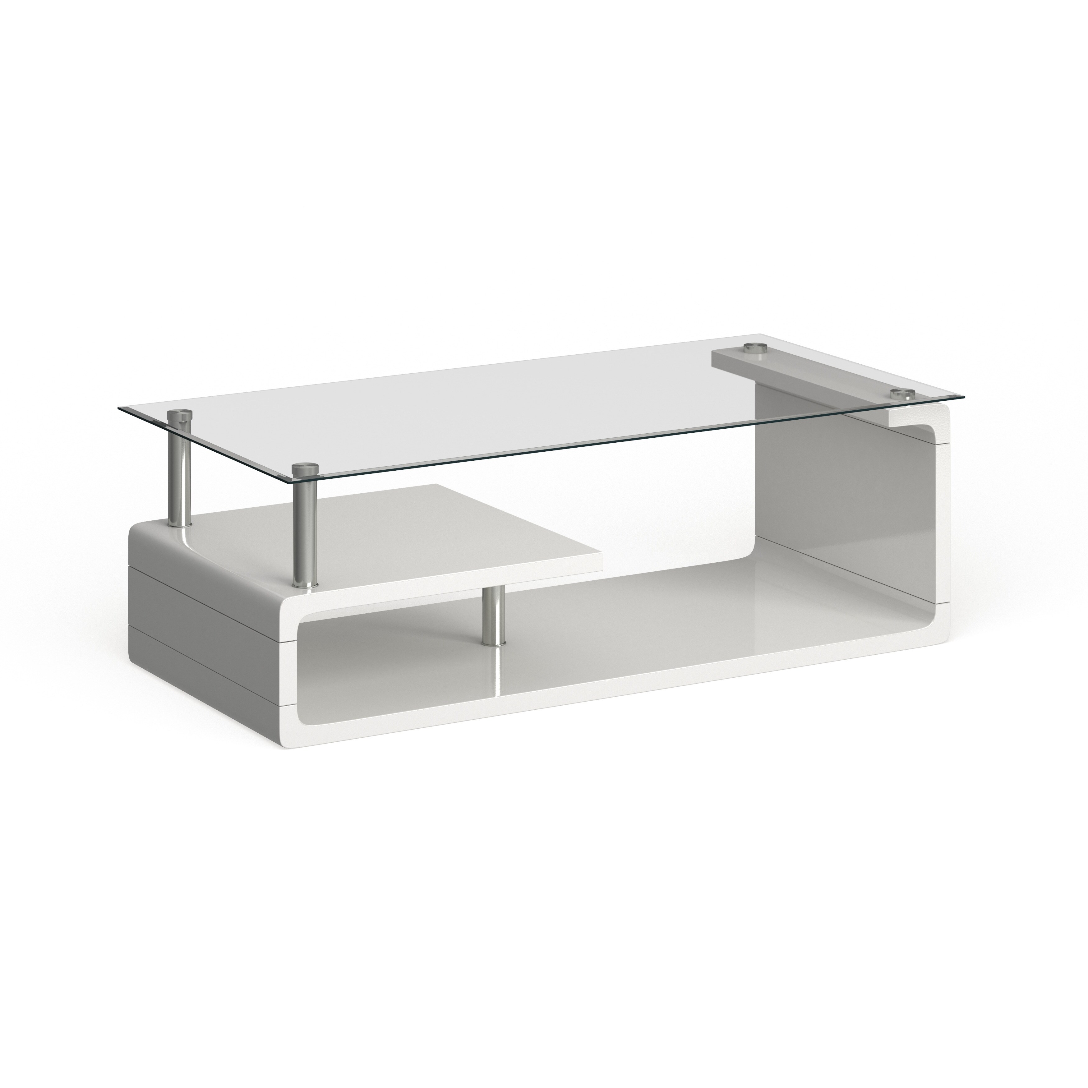 Furniture Of America Rost Contemporary White 47 Inch 2 Shelf Coffee Table