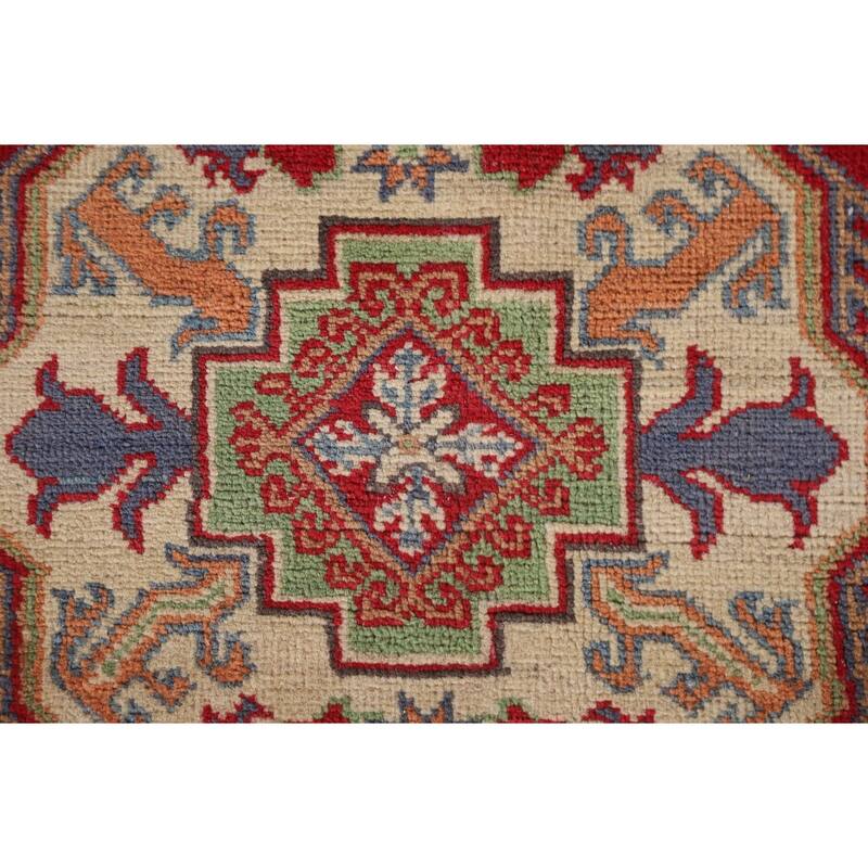 Hand Knotted Oriental 100% Wool Carpet Traditional Geometric Red Kazak Area Rug - 10' 0'' X 6' 11''