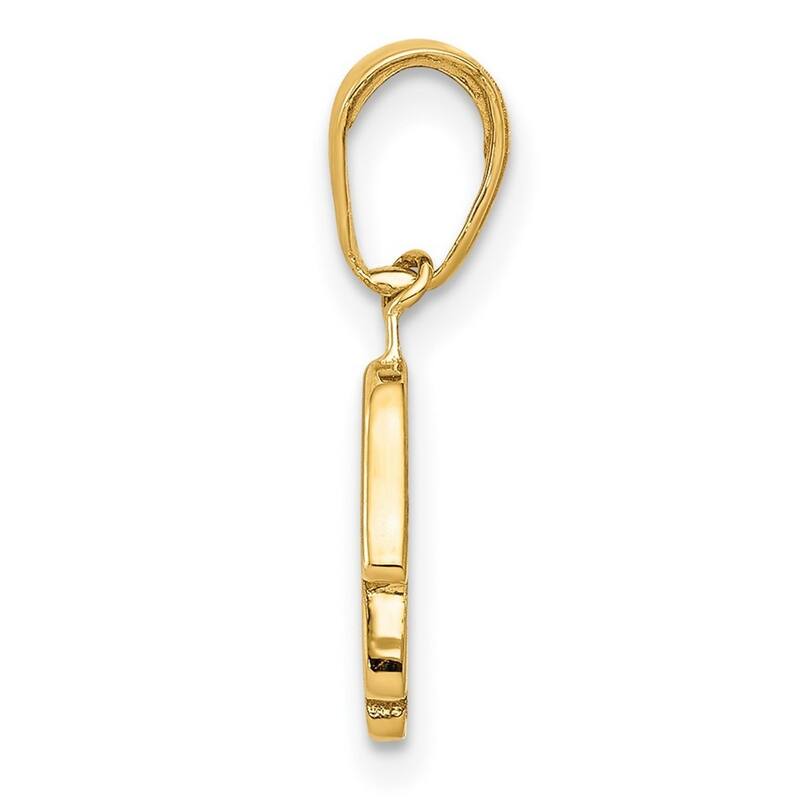 Curata 14k Yellow Gold 18" Small Solid Hamsa Pendant Necklace