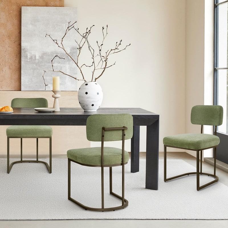 Spruce & Spring Arthur Dining Chair Set with Brass or Black Frame