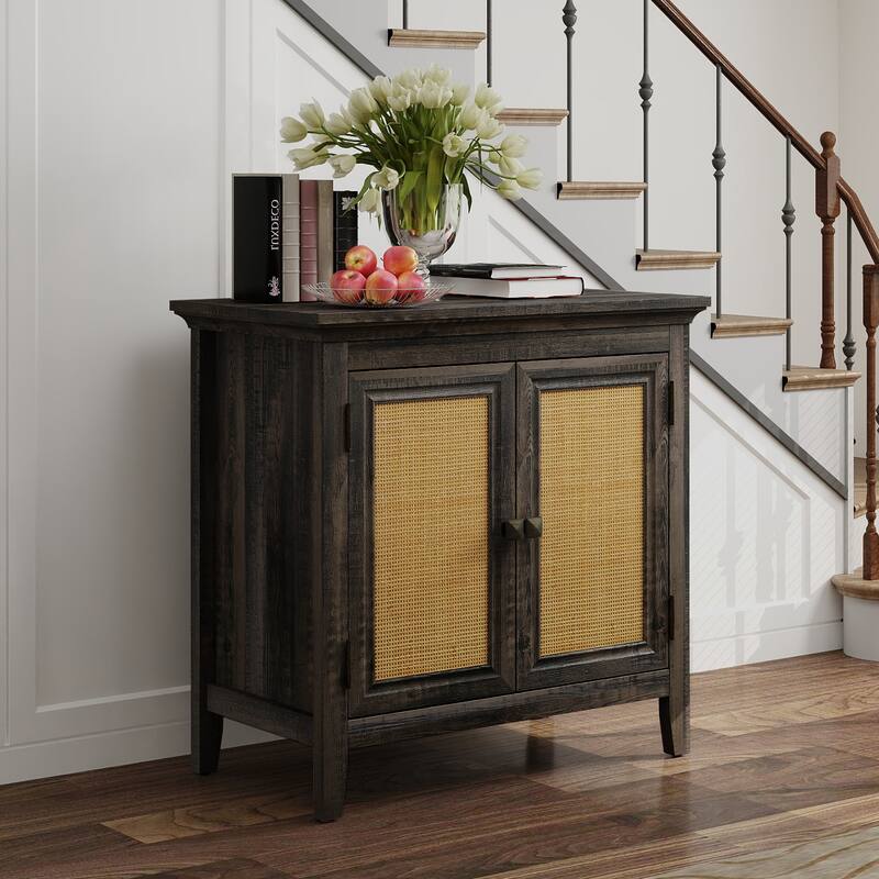 2 Door Rattan Storage Cabinet