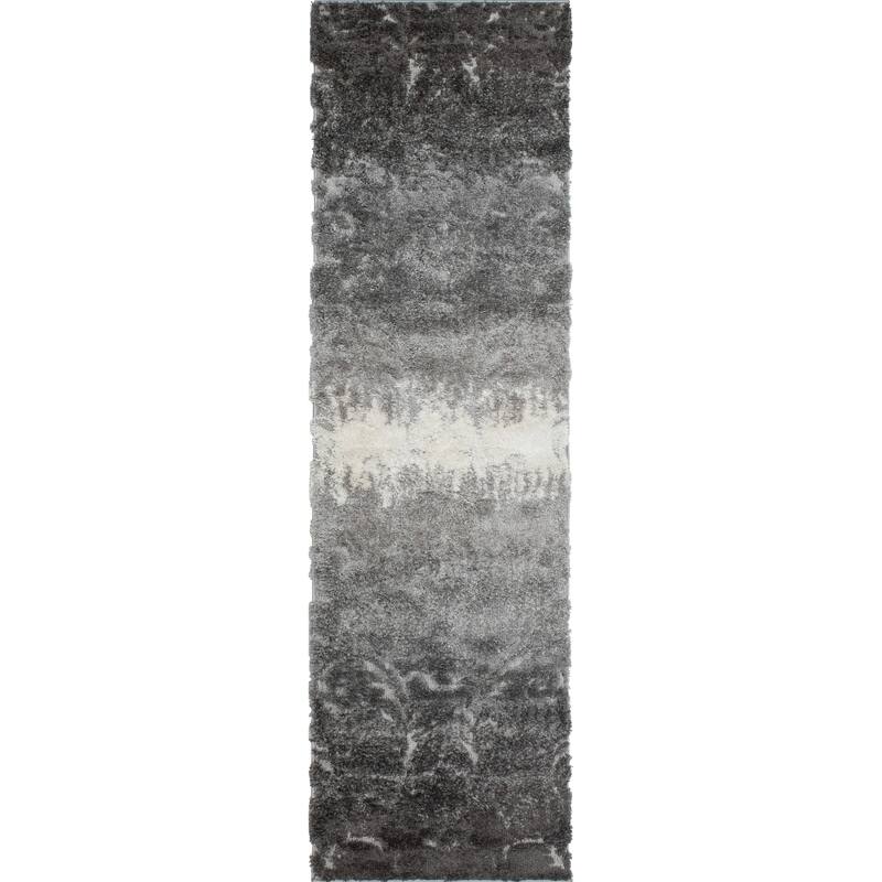 Noori Rug Monaco Sierra High-low Floral Scroll Area Rug - 2'2" x 6'1" - Grey/Charcoal