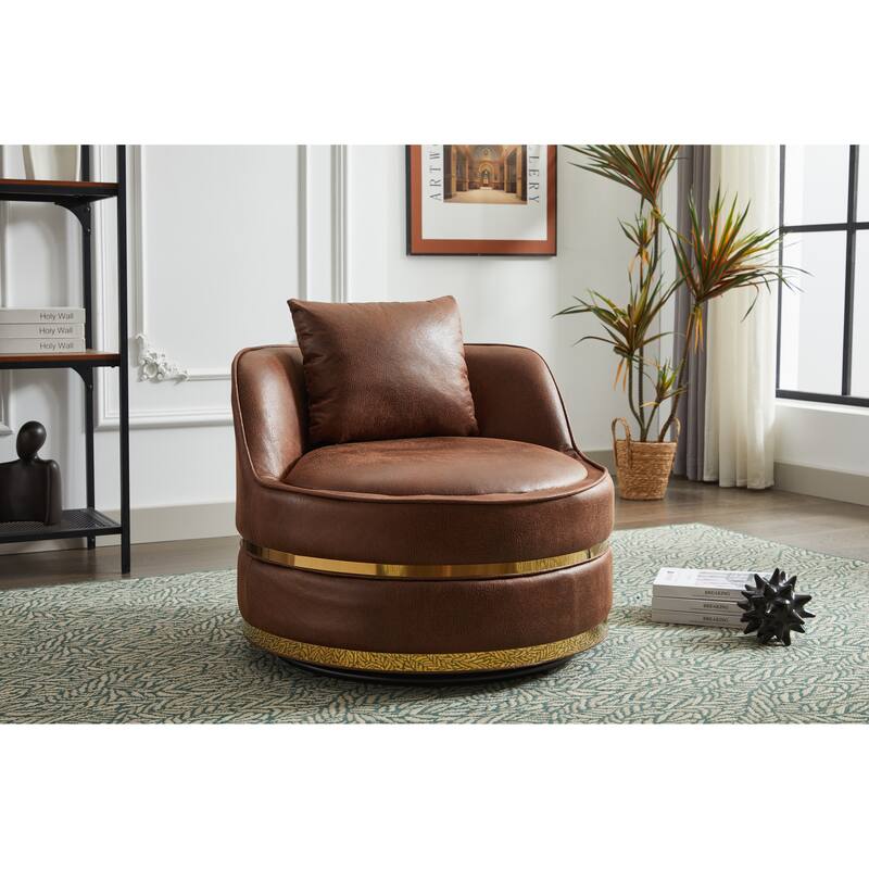 Swivel Chair, 360 Swivel Accent Chair, Barrel Chair for Living Room Bedroom - Brown
