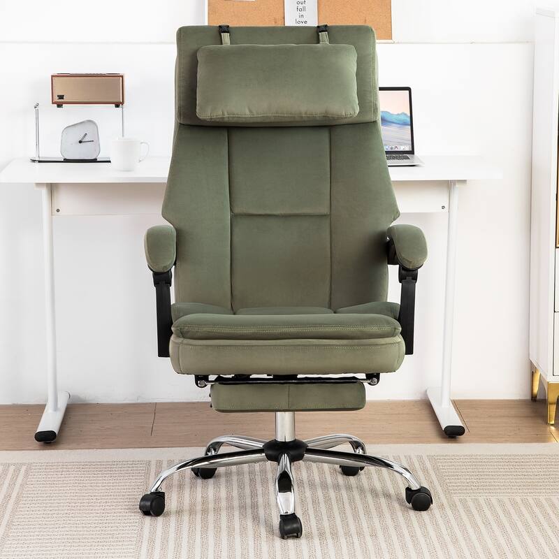 High Office Chair Frosted Velvet Executive Office Chair Task Chair with Footrest and Removable Headrest, for Home Office
