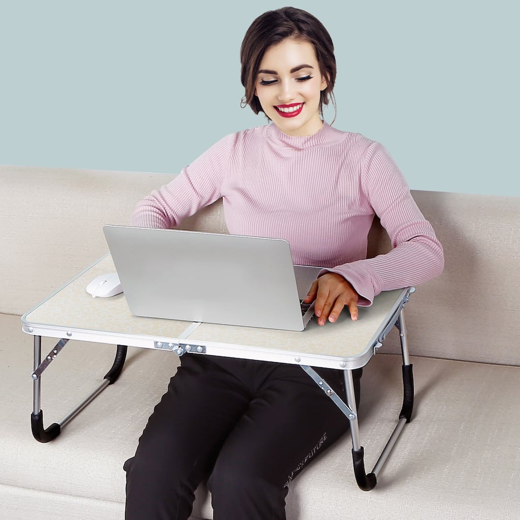 Adjustable Foldable Laptop Stand for Bed or Sofa Lightweight Desk with Rubber Handles