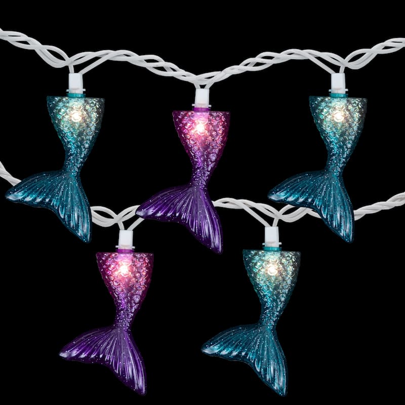 Mermaid Tails Patio Light Set - 6' White Wire - 10ct