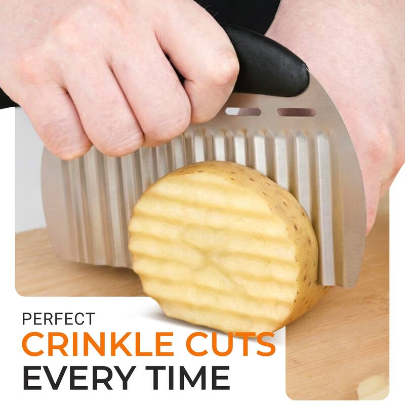 Cheer Collection Large Crinkle Cutter Stainless Steel Wavy French Fry and Vegetable Slicer
