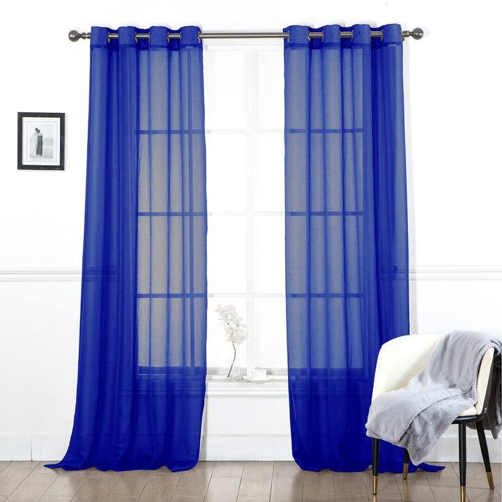 Manhattan Dolly Sheer Grommet Window Curtain Panel, 54x90 Inches - 54 x 90 Inches - Navy