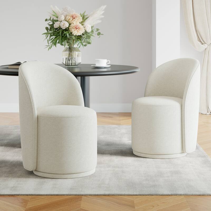 UIXE 2 Set Modern Upholstered Swivel Armless Side Dining Chairs