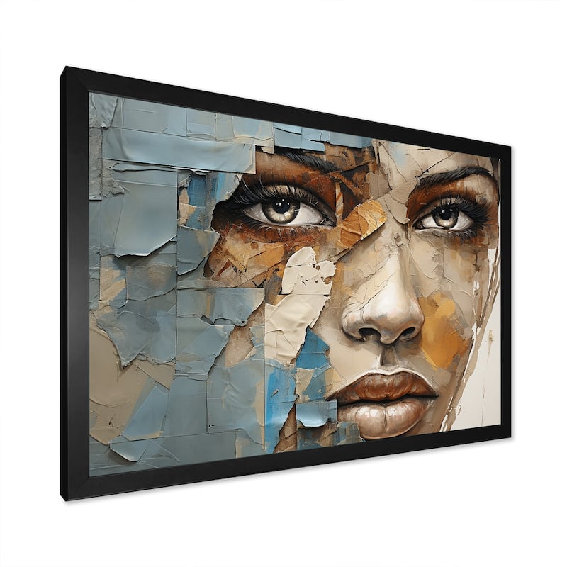 Designart "Paint Collage African Woman I" African American Art Framed Wall Art Prints