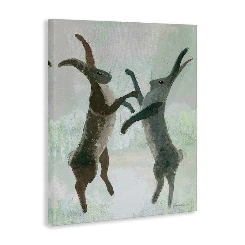 Stupell Boxing Hares Impression Canvas Wall Art Design By Kay Widdowson