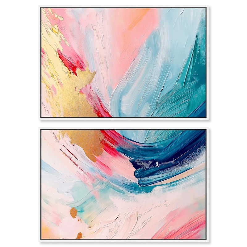 Burst of Energy Canvas Set of 2 by Art Remedy - 36" x 24" - White