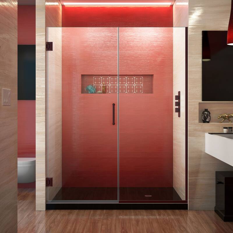 DreamLine Unidoor Plus 53-53 1/2 in. W x 72 in. H Frameless Hinged Shower Door - 53" - 53.5" W - 53" - 53.5" W