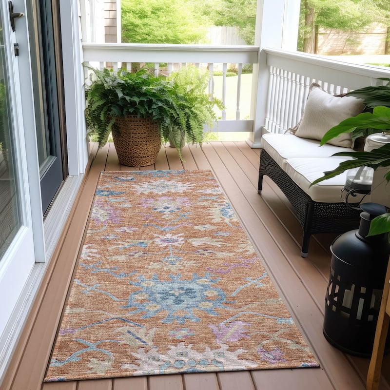 Machine Washable Indoor/ Outdoor Causal Traditional Chantille Rug