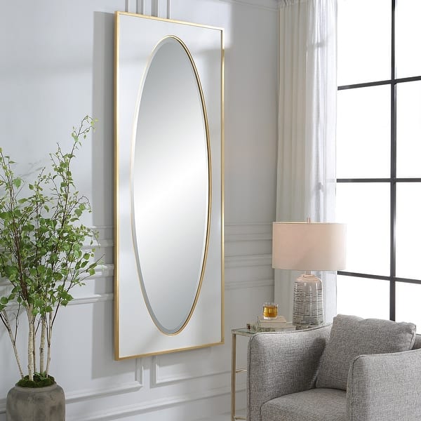 slide 2 of 7, Rectangular Framed Wall Mirror - 80" - White and Gold