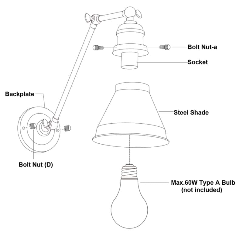 Alexis Reading Light Adjustable Swing Arm Wall Lamp with Metal Shade