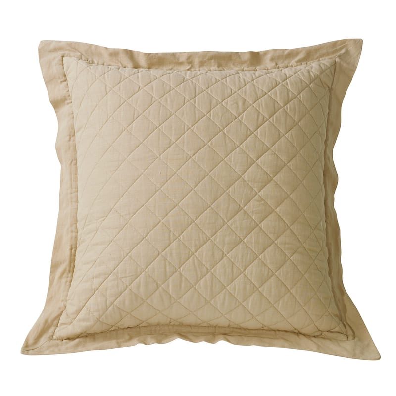 HiEnd Accents Diamond Pattern Linen Quilted Euro Sham, 27"x27"