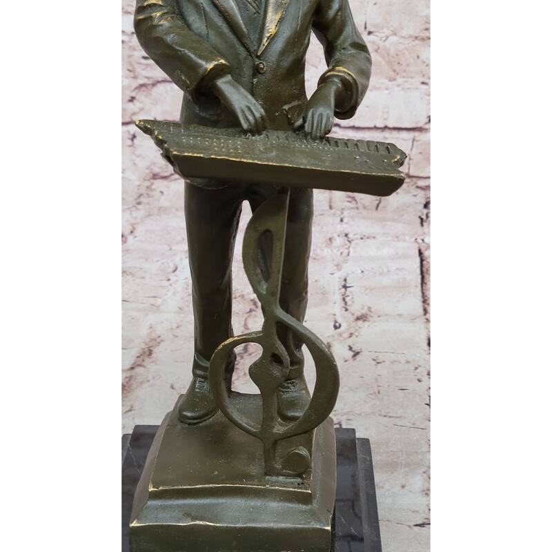 Music Conductor Bronze Sculpture With Treble Clef - Clical Jazz Musician Art