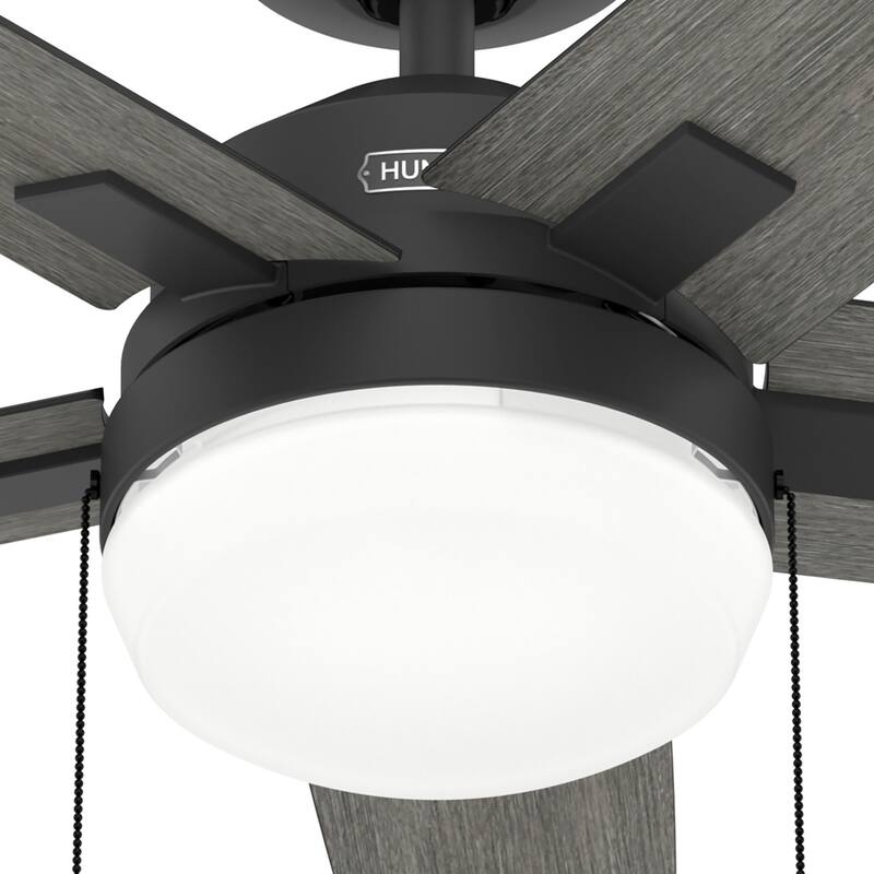 Hunter 44" Matte Black Ceiling Fan with LED Light Kit and Pull Chain