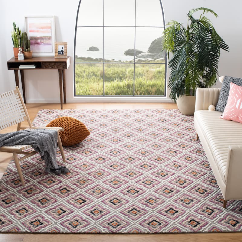 SAFAVIEH Handmade Trace Alycia Floral Wool Rug - 8' x 10' - Plum/Grey