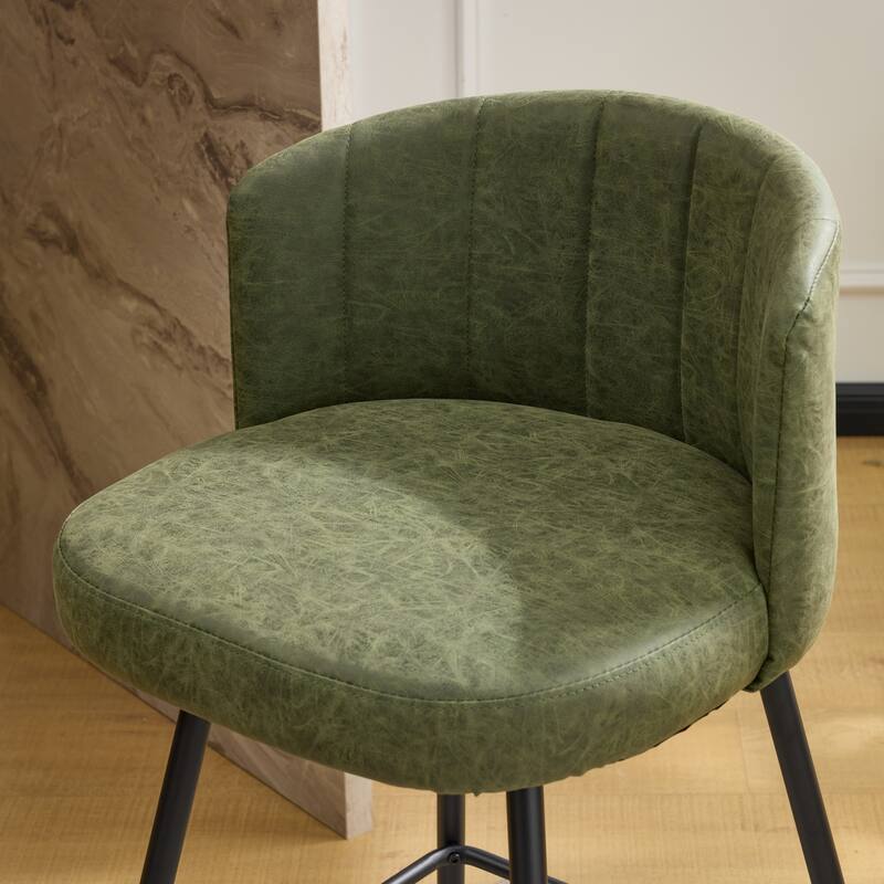 27.2" Swivel Upholstered Bar & Counter Stool with Back and Metal Frame - 37" H X 19.7"W X 18.7" D