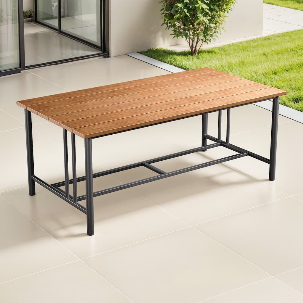 Gymojoy Metal Patio Coffee Table with Polywood Top, Small Outdoor Side Table for Deck & Balcony