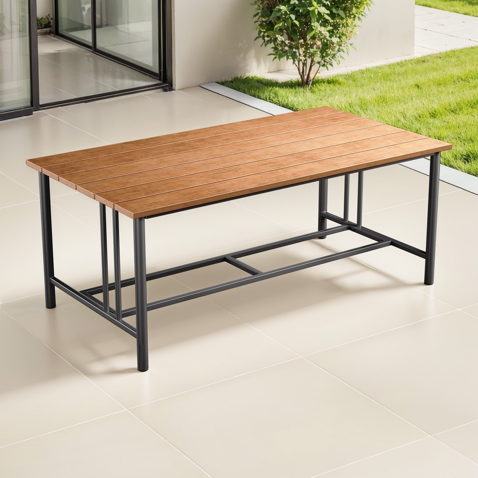Gymojoy Metal Patio Coffee Table with Polywood Top, Small Outdoor