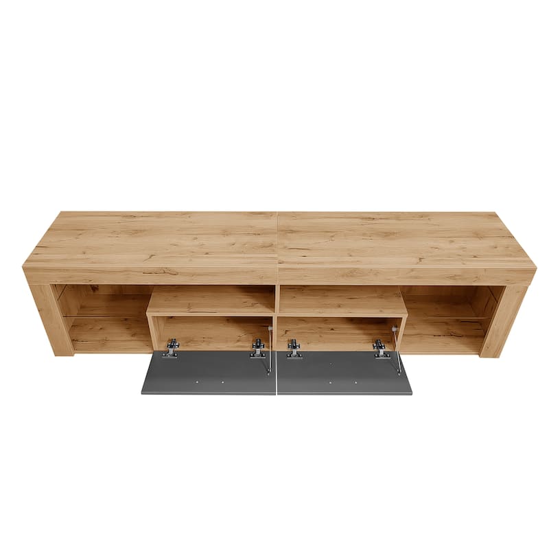 Freestanding TV Stands LED Light Entertainment Center, Media Console with 6 Storage Cabinets, TV Cabinet for TVs up to 80"