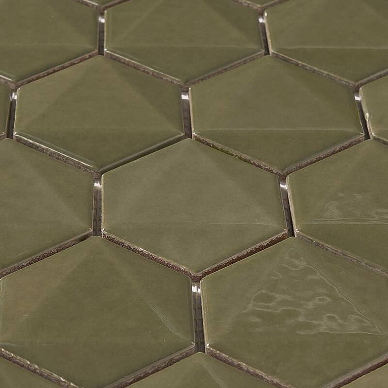 3D Hexagon 2" x 2" Glossy Porcelain Mosaic Tile