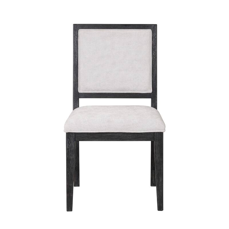 Ginie Dining Side Chair Set of 2, Farmhouse Legs, Black Rubberwood