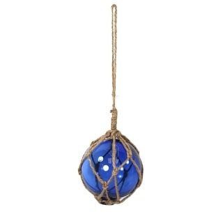 Dark Royal Blue Japanese Glass Fishing Fish Net Float Buoy Tied with ...