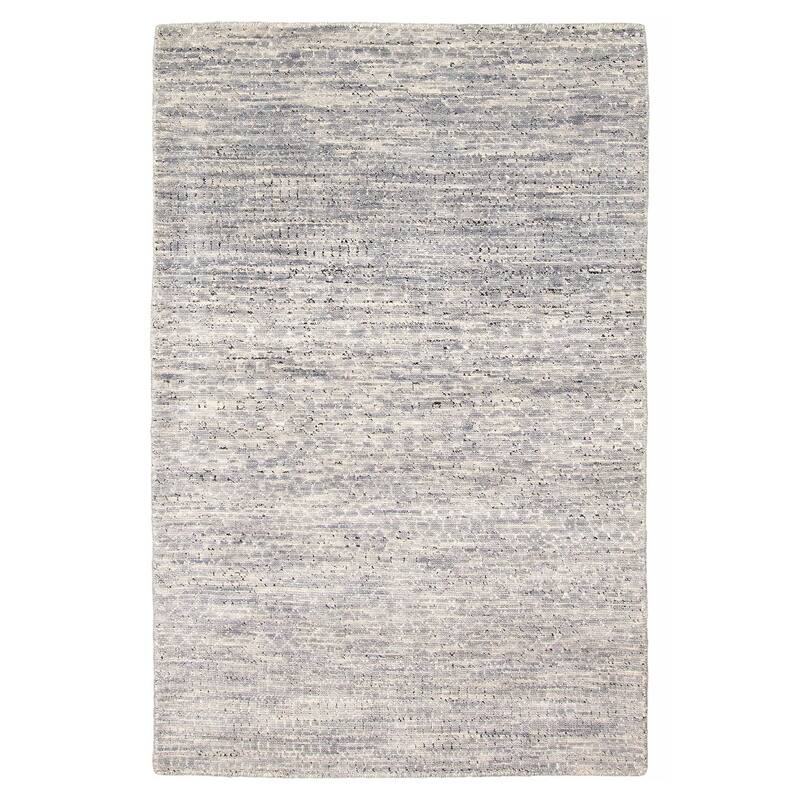 ECARPETGALLERY Hand-knotted Silk Shadow Grey Viscose, Wool Rug - 4'2 x 5'10 - Grey - 4'2 x 5'10