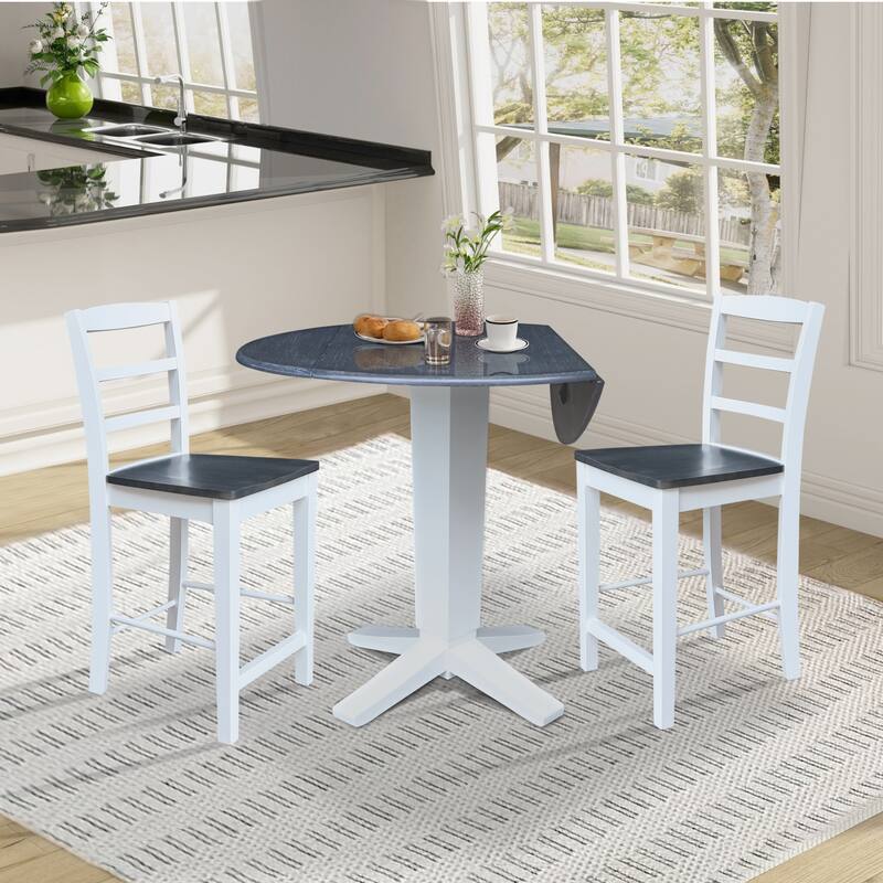 42" Round Drop Leaf Table with Stools