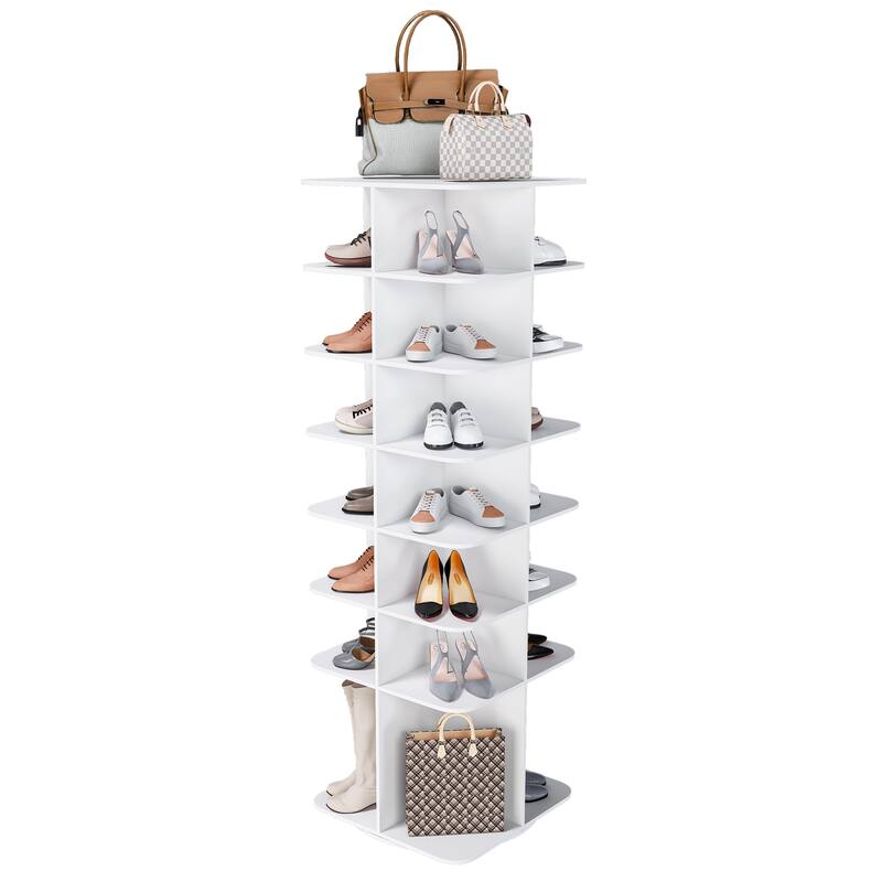Rotating Shoe Rack Tower, 7-Tier Spinning Shoe Rack, Free Standing 360°Revolving Shoe Organizer, High Bottom Design