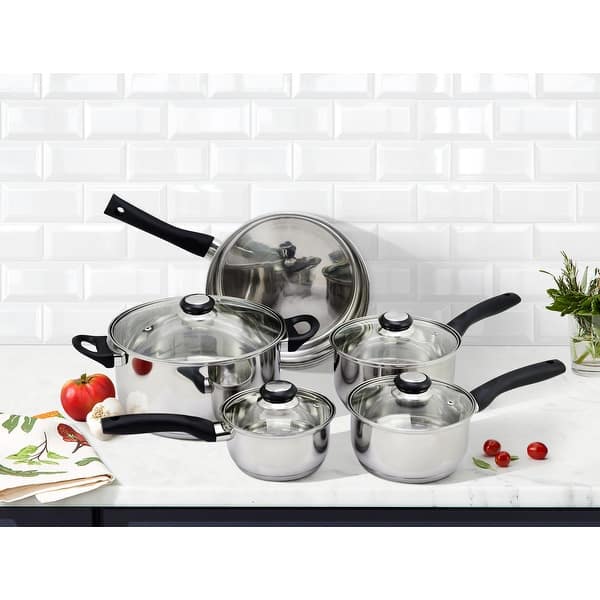 Kitchen Academy Stainless Steel Cookware Sets - 18-Piece Nonstick Cookware  Sets, Kitchen Induction Pots and Pans Set
