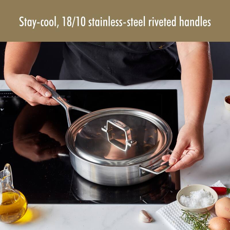 Demeyere Essential 5-ply 3-qt Stainless Steel Saute Pan with Lid