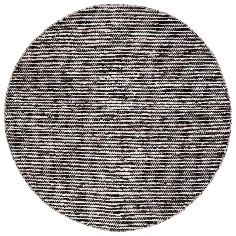 SAFAVIEH Handmade Natura Mayke Wool & Cotton Rug - 6' Round - Black/Ivory - Round