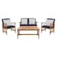 SAFAVIEH Outdoor Fontana 4-piece Acacia Wood Patio Conversation Set