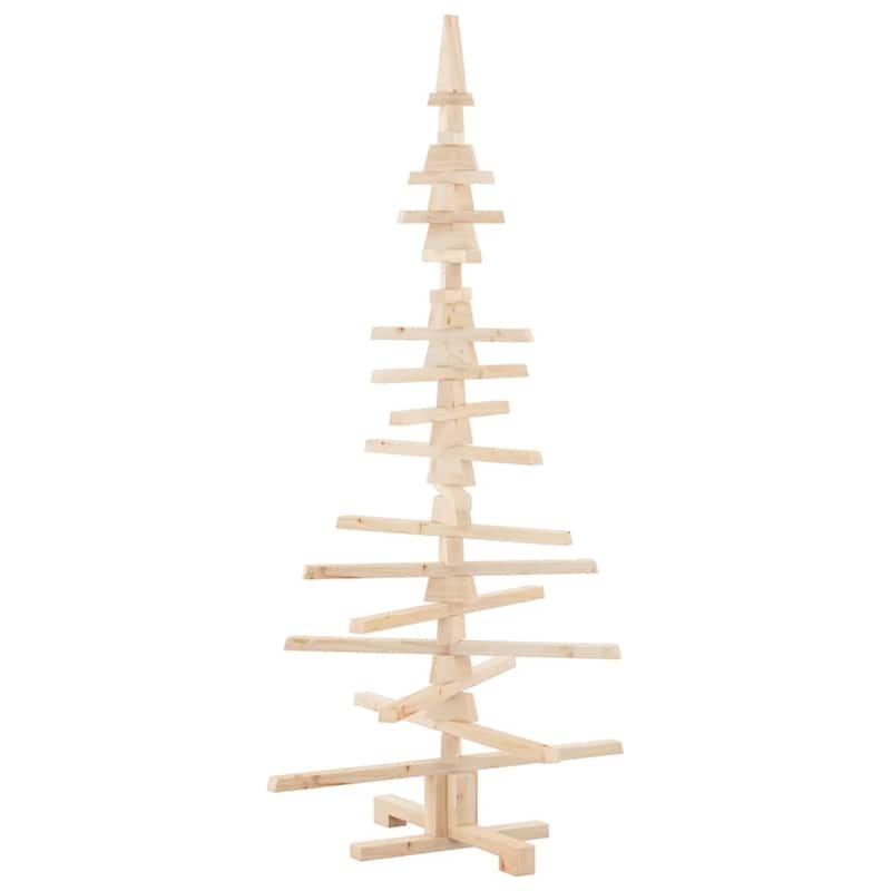 vidaXL Wooden Christmas Tree Natural Wood Solid Pine Wood 59.1 in - 30 x 59 x 30