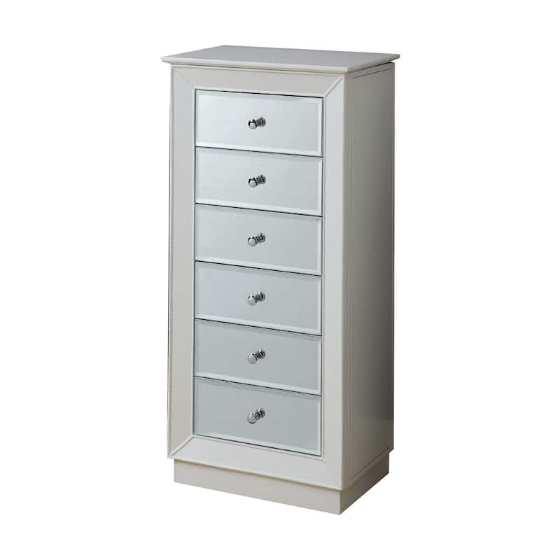 Jewelry Armoire with 6 Storage Drawers in White - White