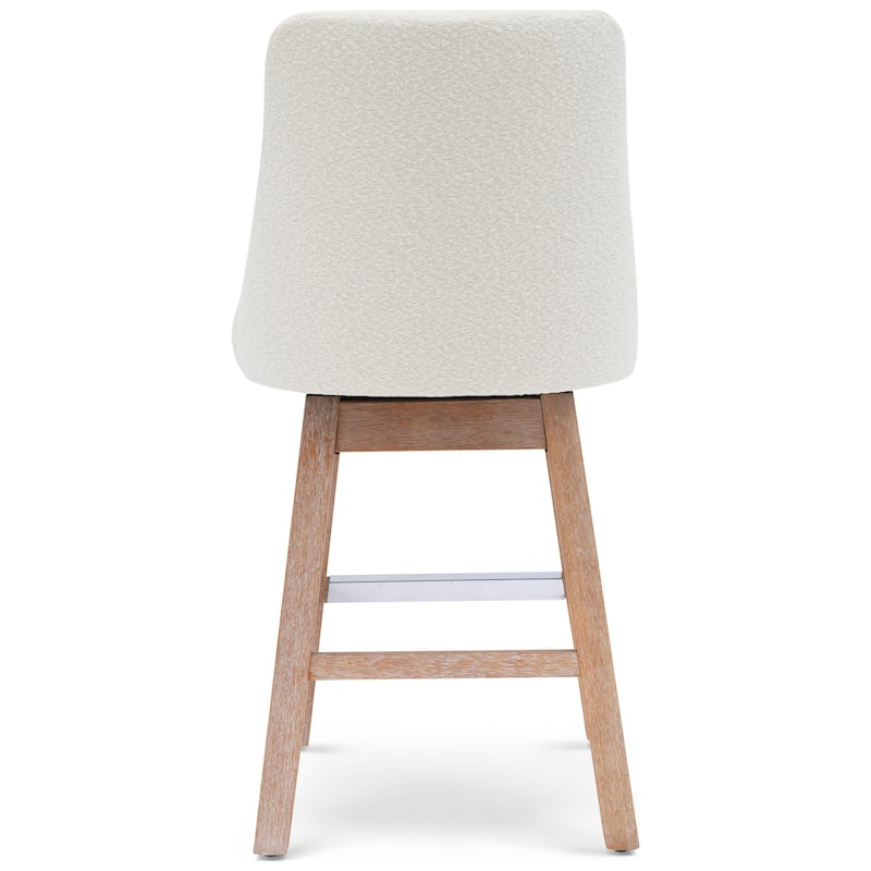 Boucle Polyester Upholstered Swivel Counter Stool - Foot Glides (Set of 2)