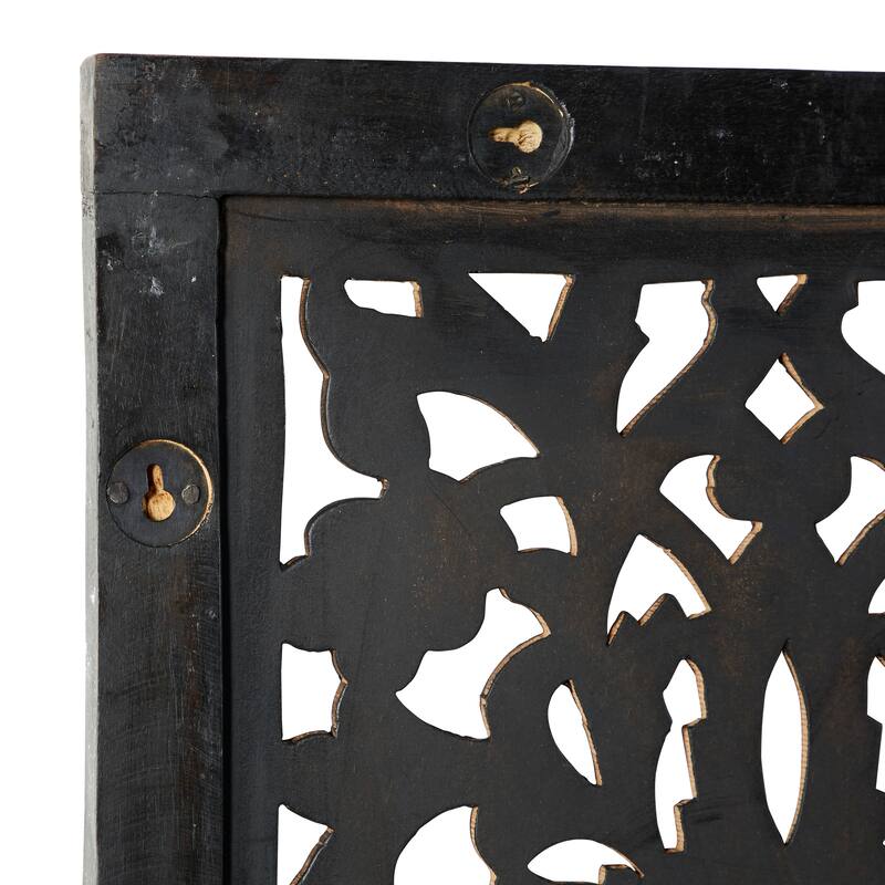 Brown Wooden Handmade Intricately Carved Floral Home Wall Decor